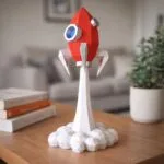 Papercraft di razzo in decollo in origami 3D