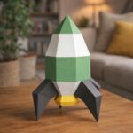 Papercraft de foguete espacial em origami 3D