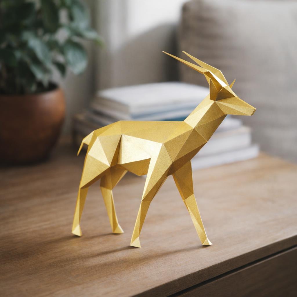 Papercraft de gazelle en origami 3D