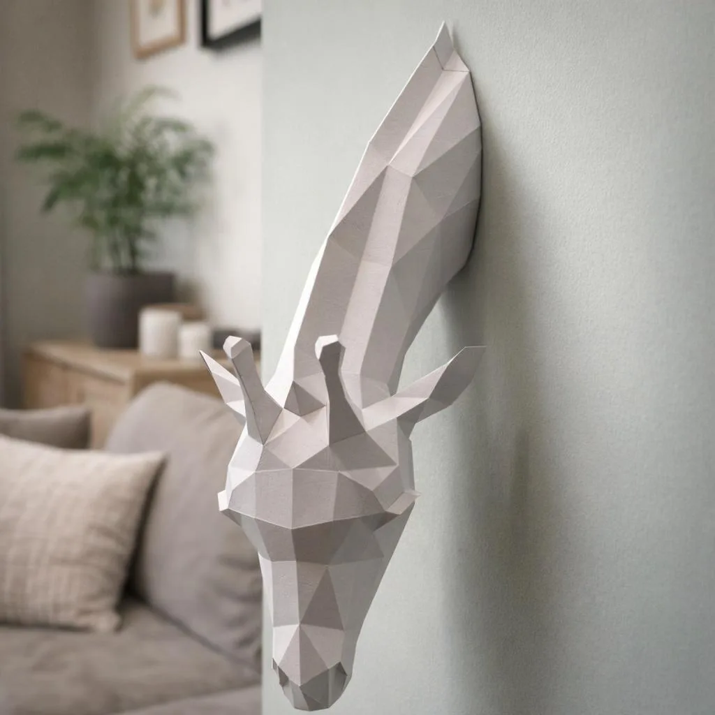 Papercraft de girafa em origami 3D