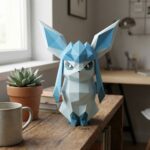 Papercraft de Glaceon Pokémon em origami 3D