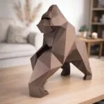 Papercraft de Gorila marrón en origami 3D