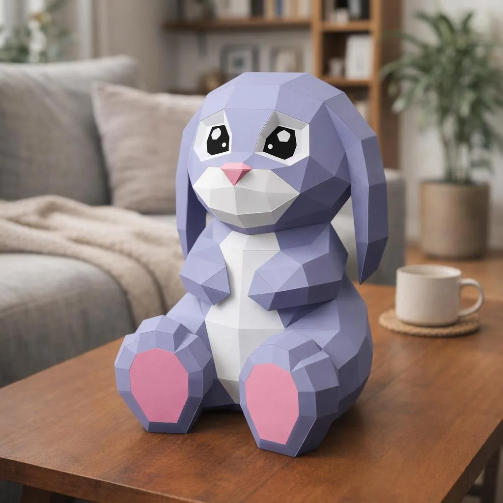 Papercraft de grande coelho em origami 3D