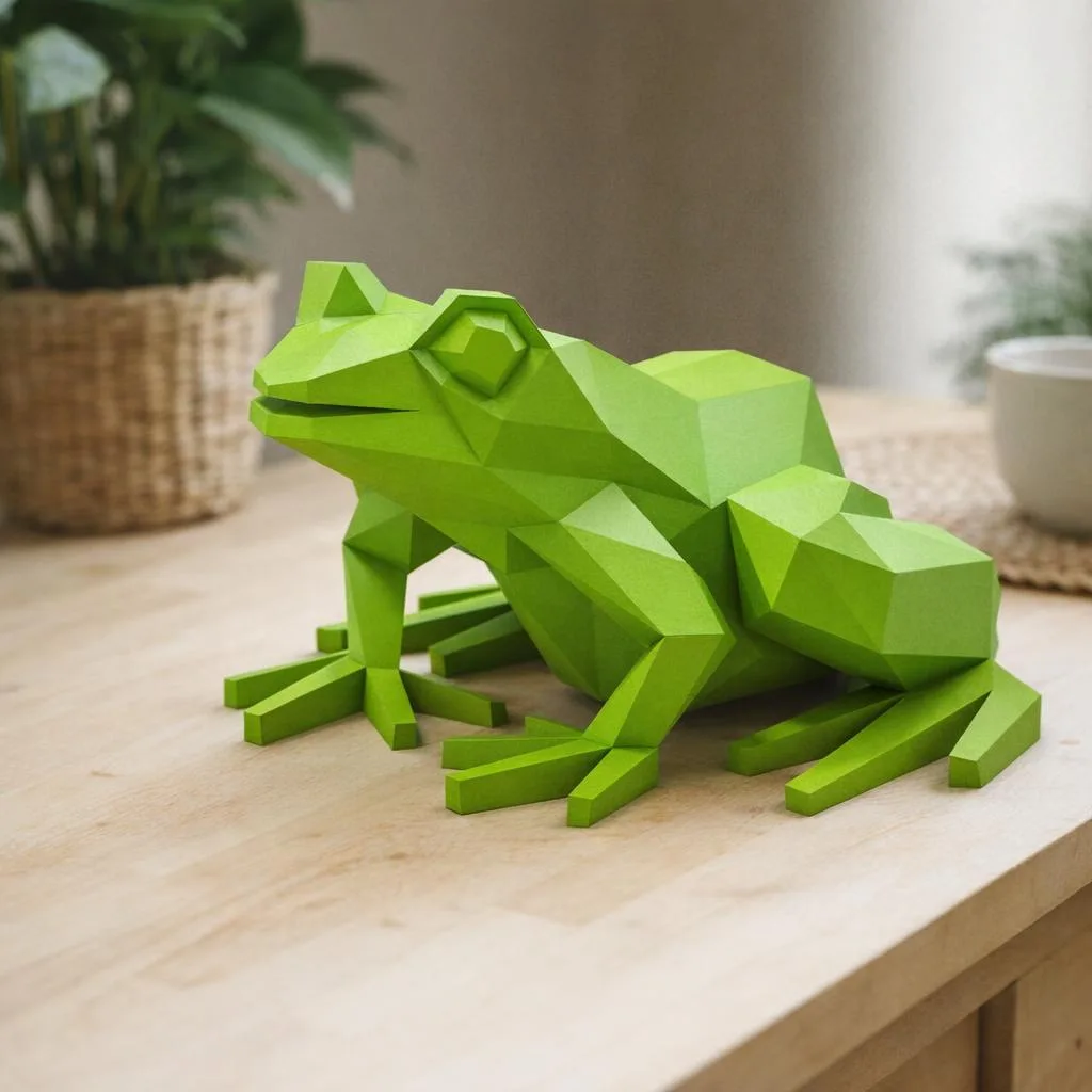 3D-Origami-Frosch aus Papercraft