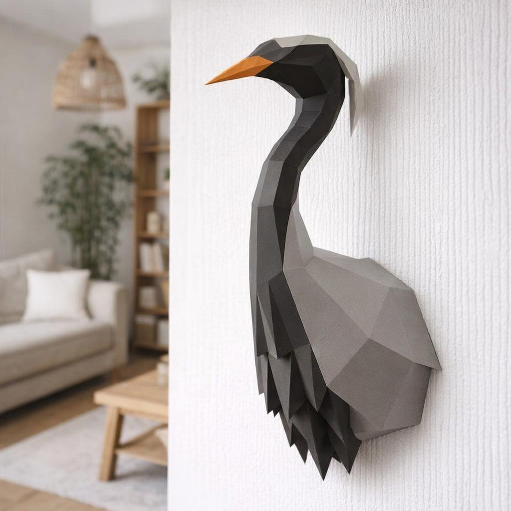 Papercraft de grue demoiselle en origami 3D