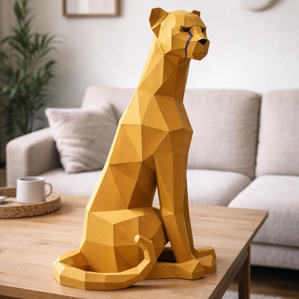 Papercraft de guépard en origami 3D