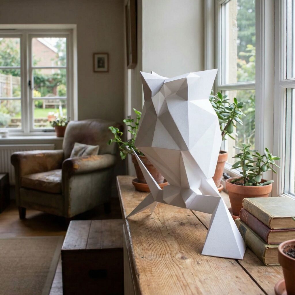 Papercraft de hibou avec un chapeau en origami 3D