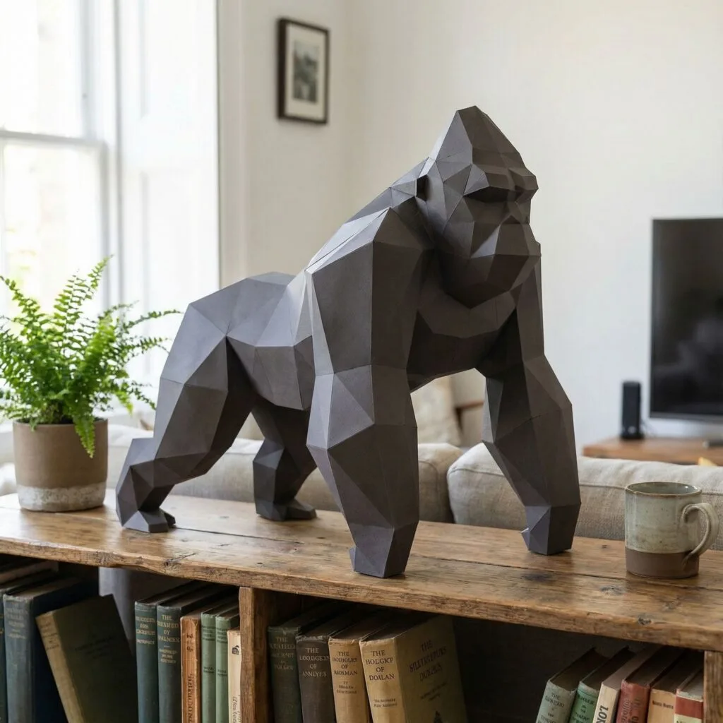 Papercraft de King Kong a cuatro patas en origami 3D