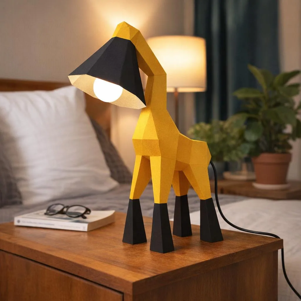 Papercraft de lámpara jirafa en origami