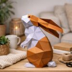 Papercraft de lapin debout en origami 3D