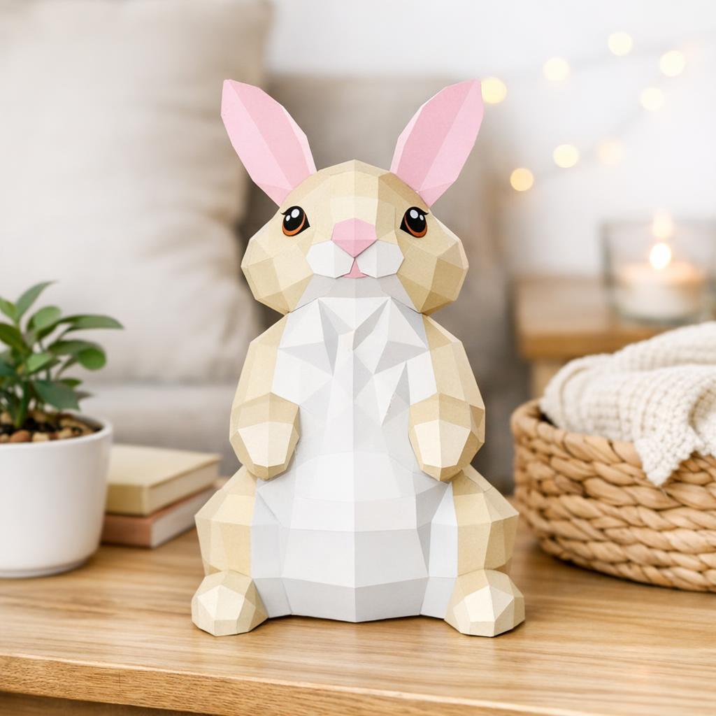 Papercraft de lapin en origami 3D