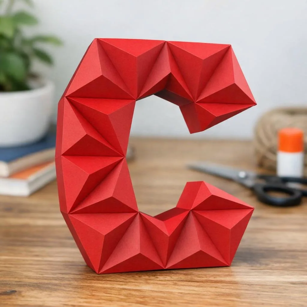 Papercraft Buchstabe C aus Origami