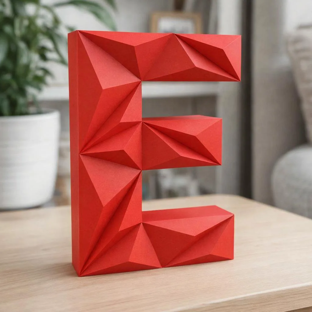 Papercraft Buchstabe E als 3D-Origami