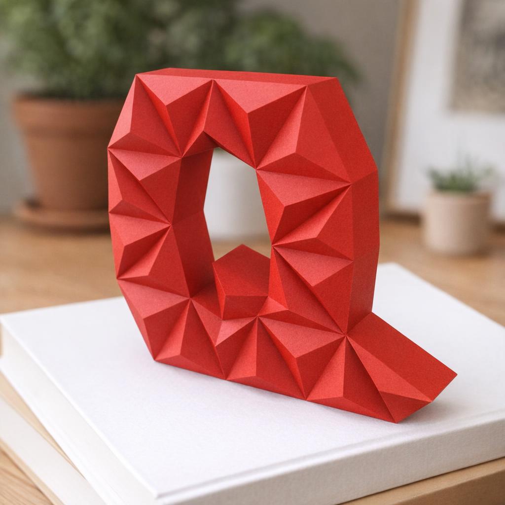 Papercraft de lettre Q en origami