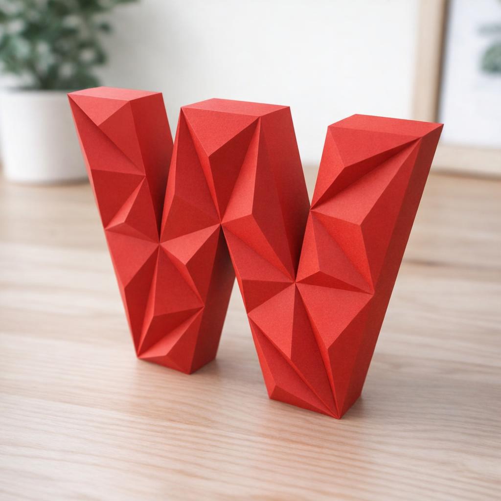 Papercraft de lettre W en origami