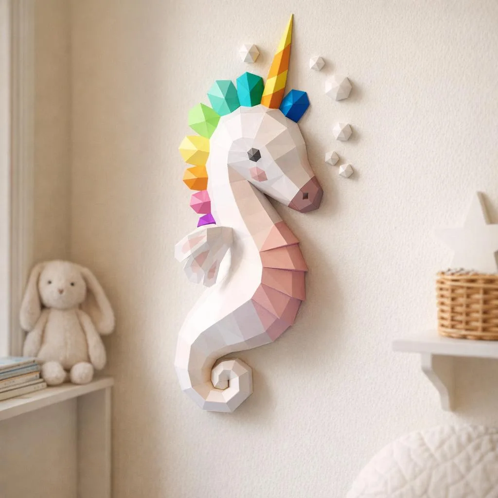 Papercraft Origami Einhorn-Seepferdchen