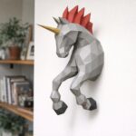 Papercraft de unicornio mural en origami 3D