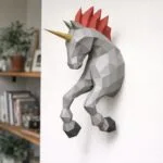 Papercraft de licorne murale en origami 3D