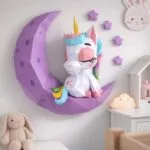 Papercraft de licorne sur lune en origami 3D