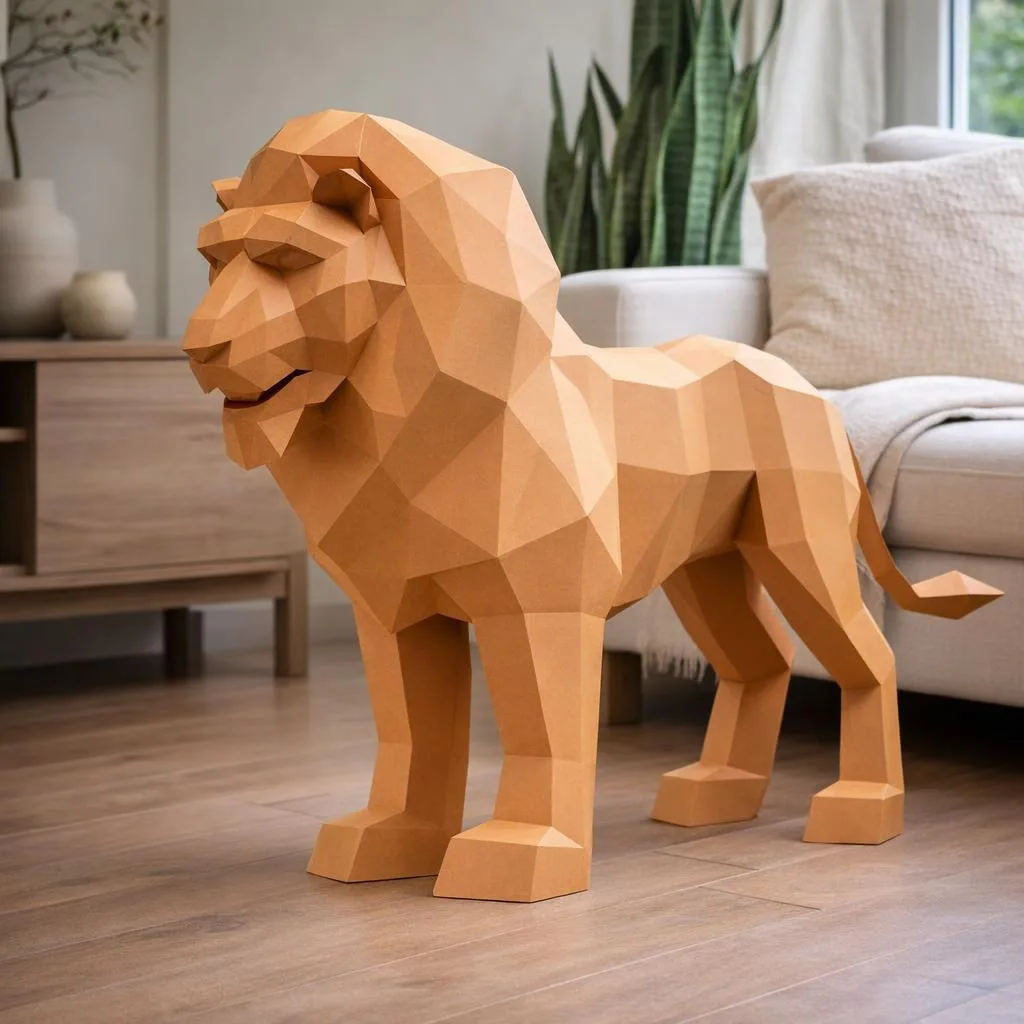 Papercraft de lion en origami 3D