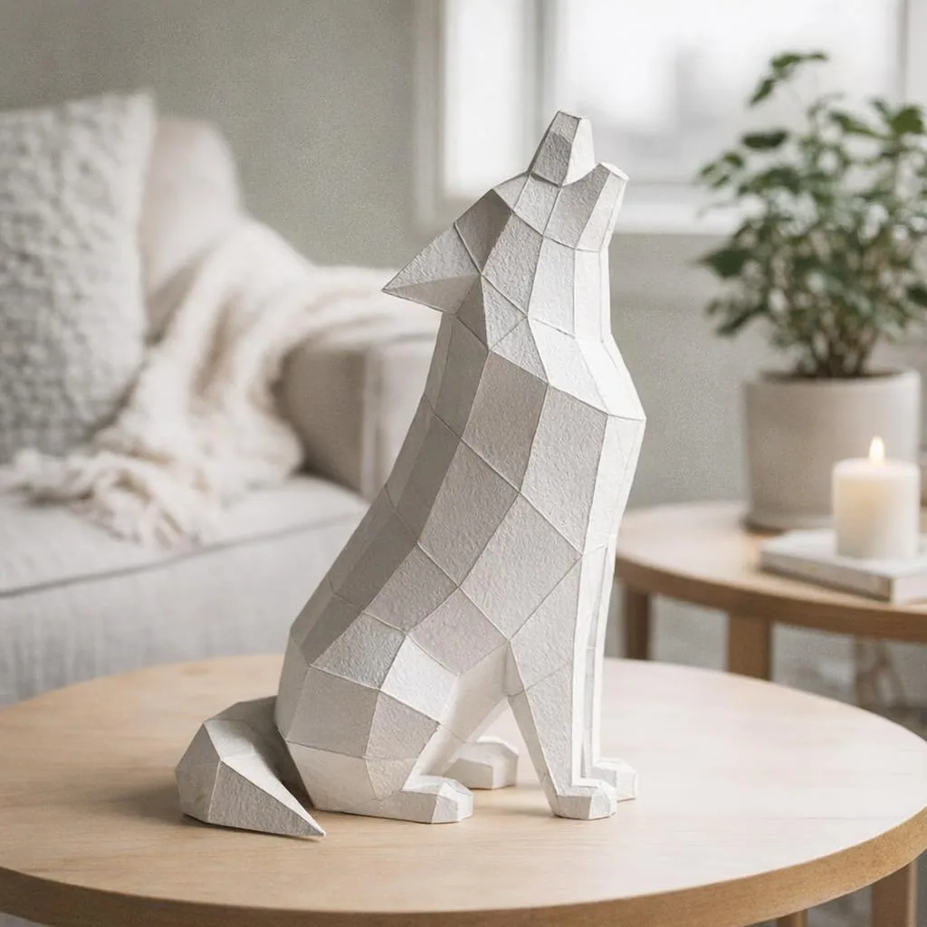 Heulender Wolf Papercraft Origami 3D