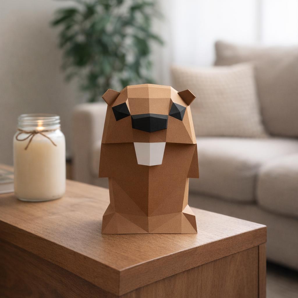 3D-Origami-Papercraft einer Murmeltiers