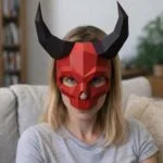 Papercraft maschera teschio cornuto in origami 3D