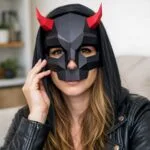 Papercraft de masque crâne cornue en origami 3D