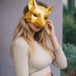 Papercraft de máscara de zorro en origami 3D