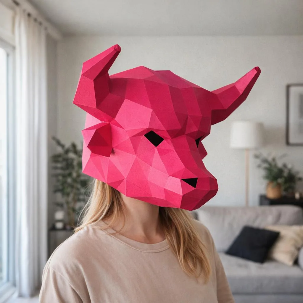 Papercraft de lapin debout blanc et roux en origami 3D