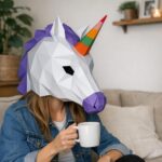 Papercraft de masque licorne en origami 3D