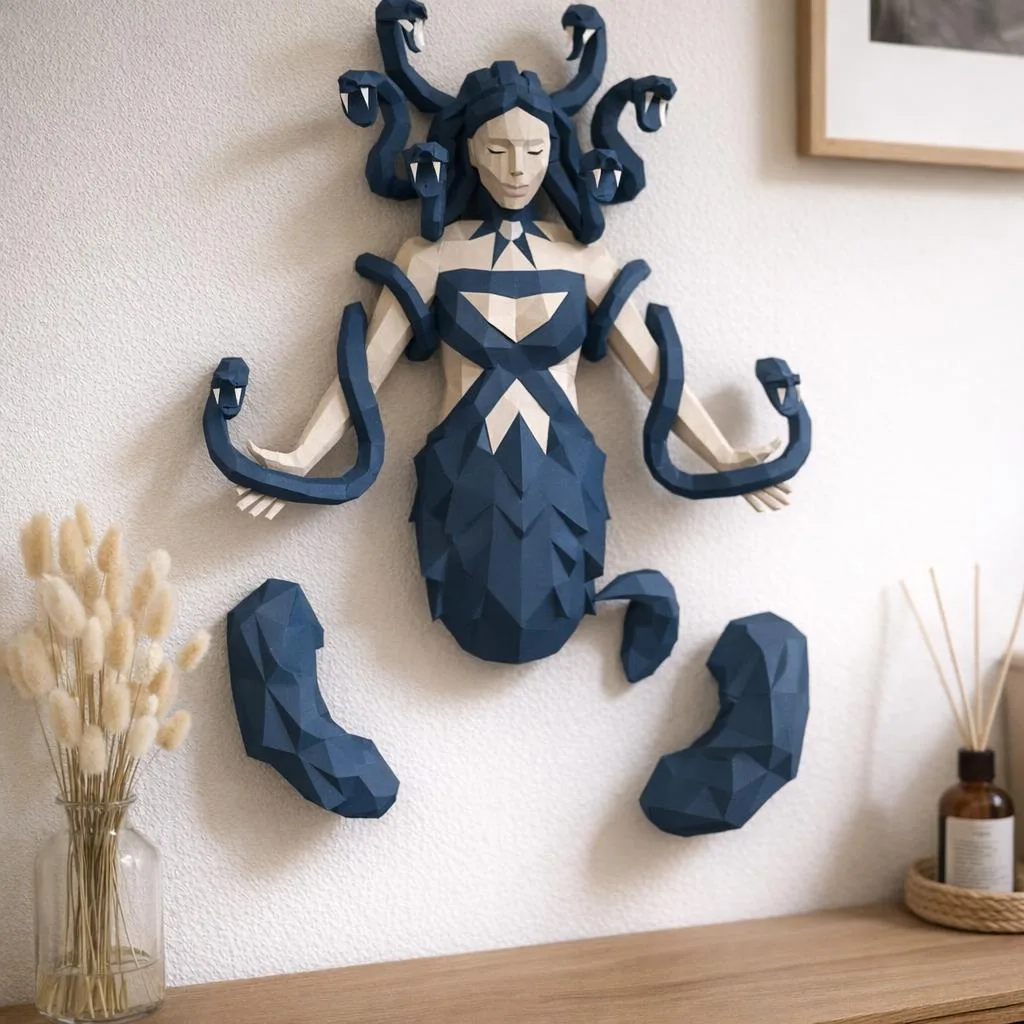 Origami-Papercraft Qualle in 3D