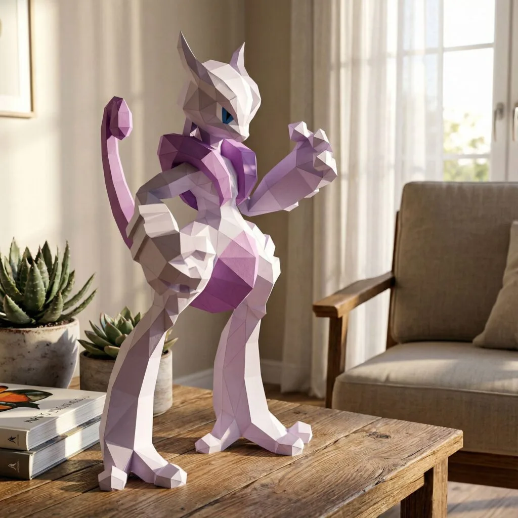 Papercraft von Mega Mewtu X als 3D-Origami
