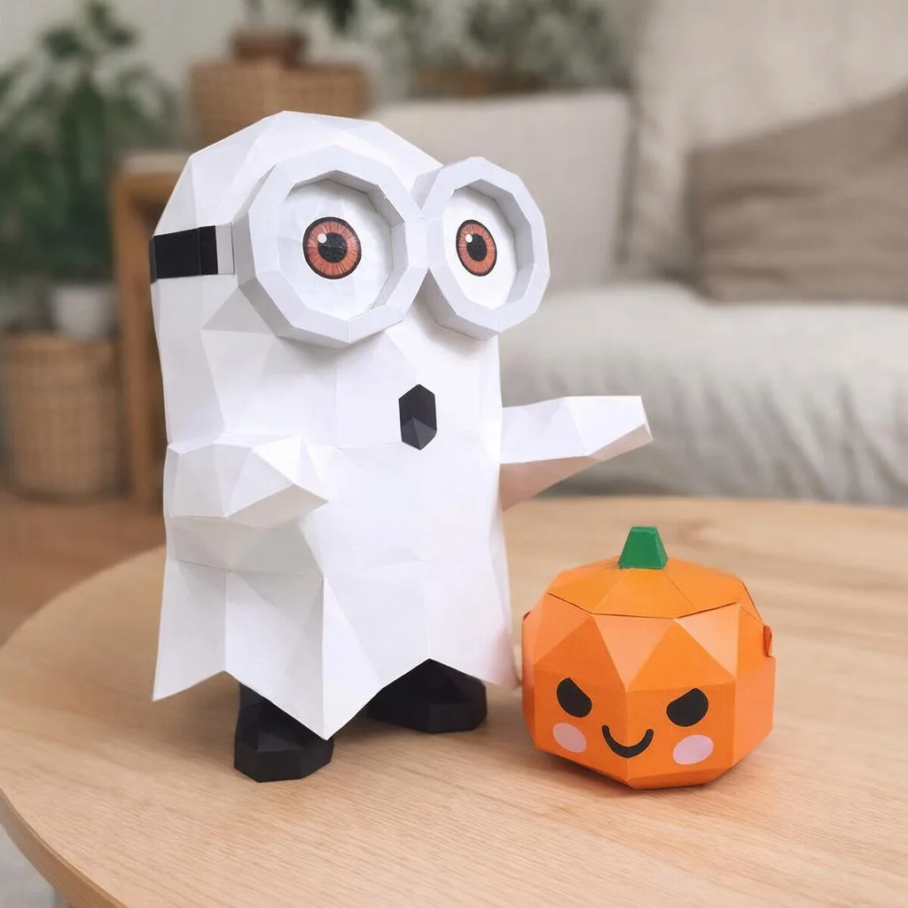 Papercraft 3D Geister-Minion als Origami