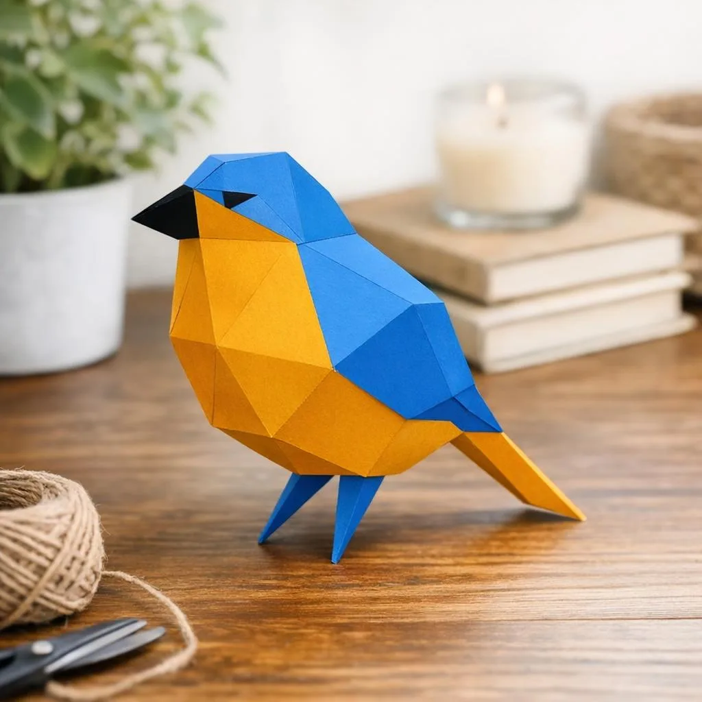 3D-Origami-Papercraft eines Spatzen