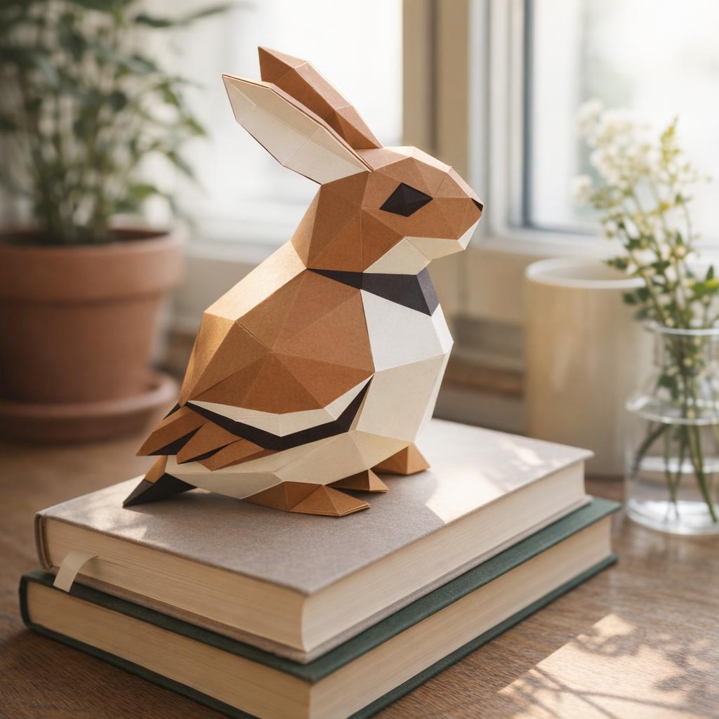 Papercraft de moineau et lapin en origami 3D