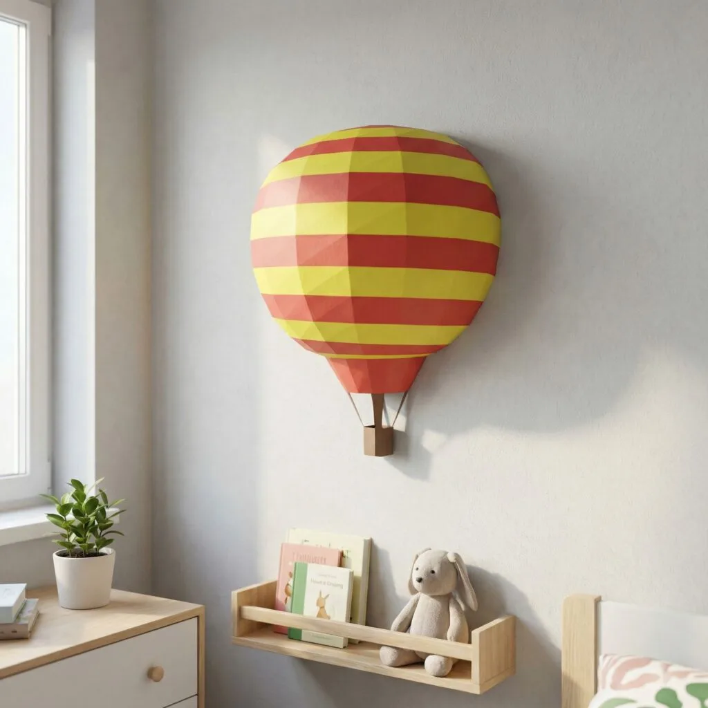 Red and Yellow Origami Hot Air Balloon Papercraft