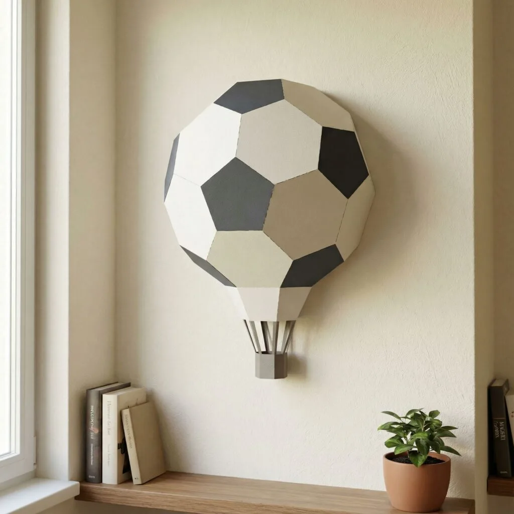 Papercraft Heißluftballon in Fußballform aus Origami