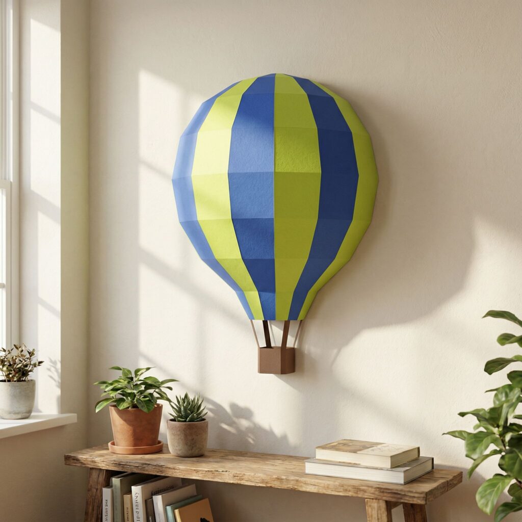 Papercraft de montgolfière en origami 3D