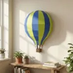 Papercraft di mongolfiera blu in origami 3D