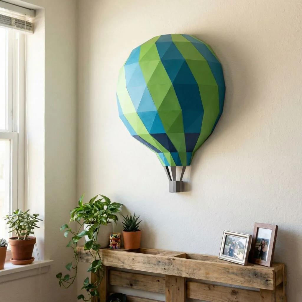 3D-Origami-Papercraft Heißluftballon