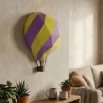 Papercraft de globo aerostático morado en origami 3D