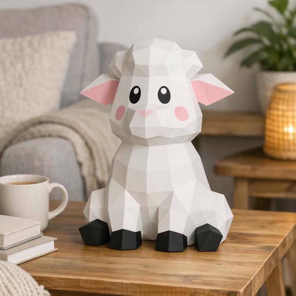 Papercraft de mouton assis en origami 3D