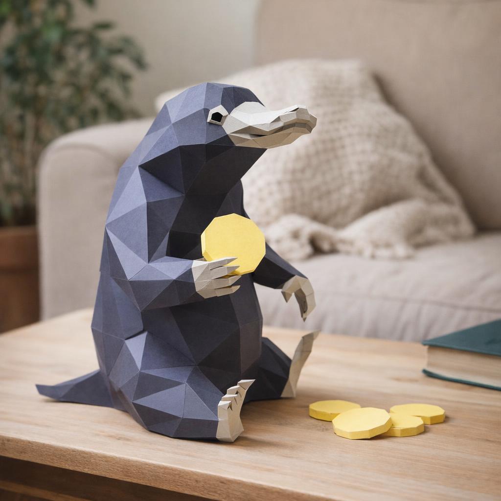 Papercraft de Niffler en origami 3D