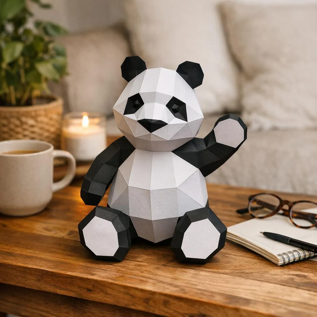 Papercraft di panda carino in origami 3D