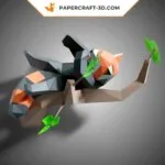 Papercraft de panda roux bâillant en origami