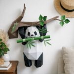 Papercraft di panda sospeso in origami 3D