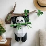 Papercraft de panda pendurado em origami 3D
