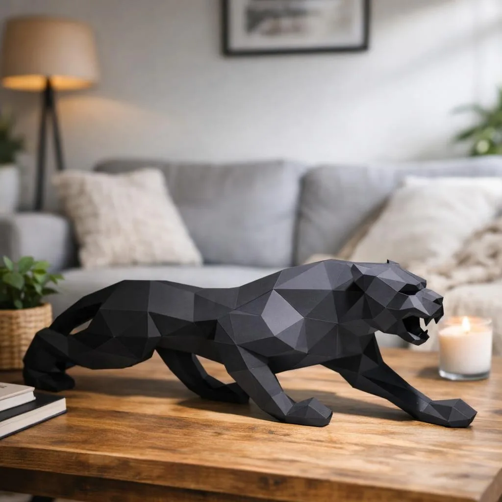 Wütender schwarzer Panther Papercraft