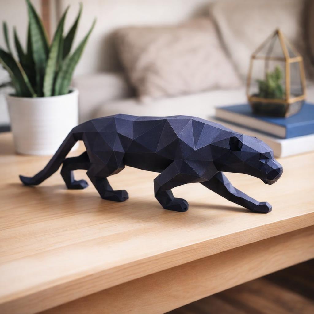 Papercraft de panthère noire en origami 3D